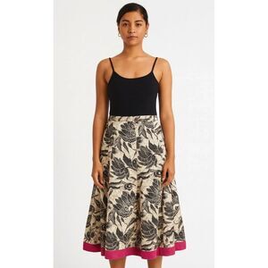 Old Navy Cotton Skirt Size‎ 6 Tan Brown Pink Floral Midi Cottagecore Y2K